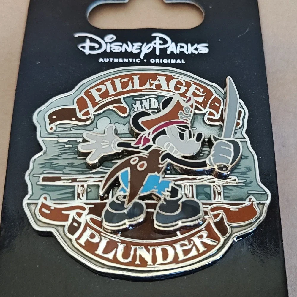Disney Parks Mickey Mouse Pirate Red Brown Pillage and Plunder Enamel